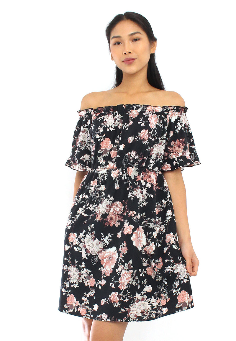 Off-Shoulder Kleid Hazel mit Blumenmuster